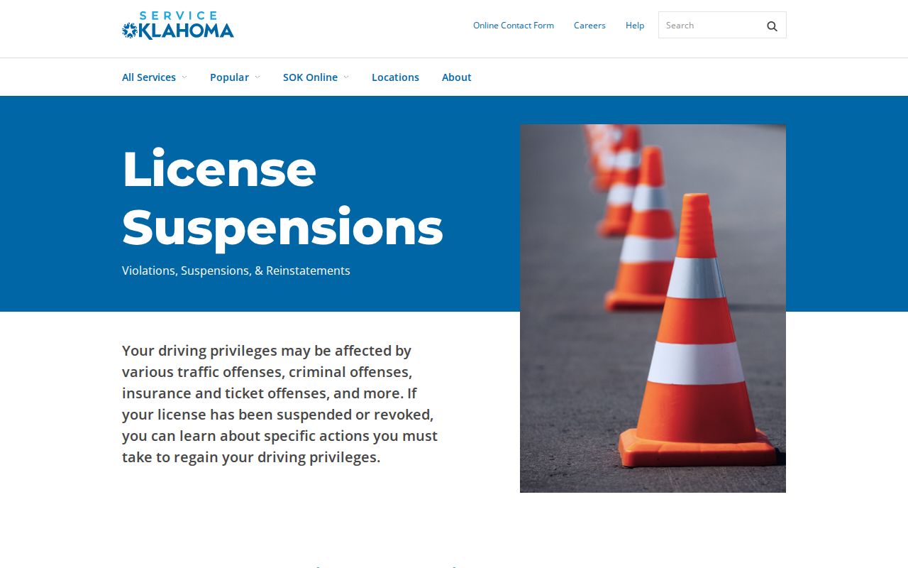 Service Oklahoma violations and reinstatement information