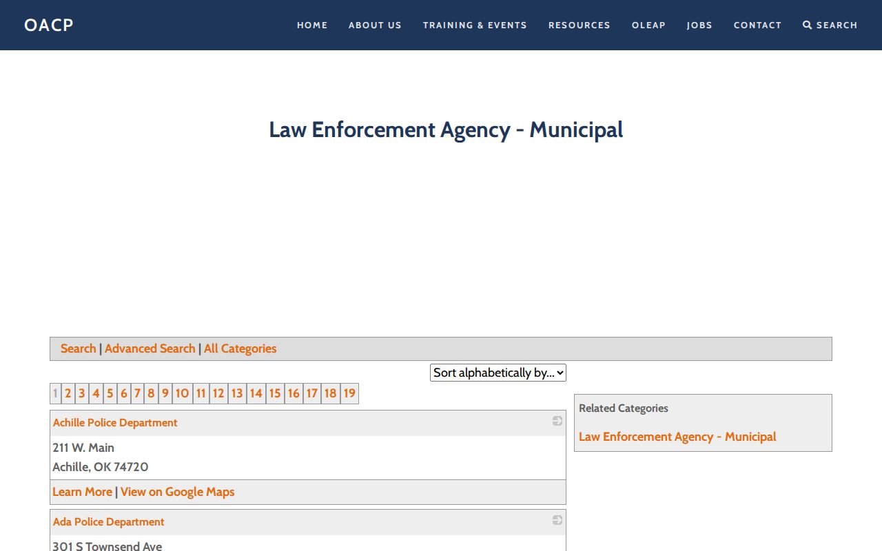 Oklahoma Chiefs municipal agency directory for McCurtain
