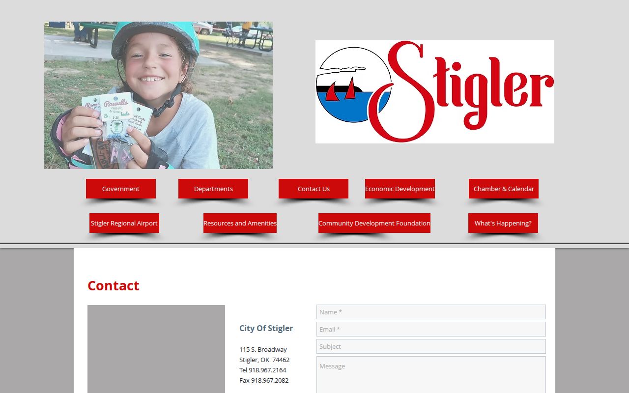 Stigler City Hall contact page